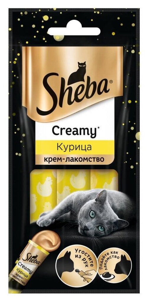 Лакомство для кошек Sheba Крем Creamy с курицей блистер 3 крема х 20 шт - фотография № 3