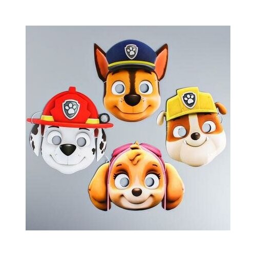 Набор карнавальных масок «Щенячий патруль» 4 шт комплект 5 шт Paw Patrol набор масок 12 шт