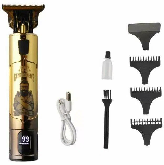 Профессиональная машинка для стрижки волос PR , Триммер для бороды и усов PR , для мужчин, уход, с LED дисплеем, золотой, UP+ - фотография № 2