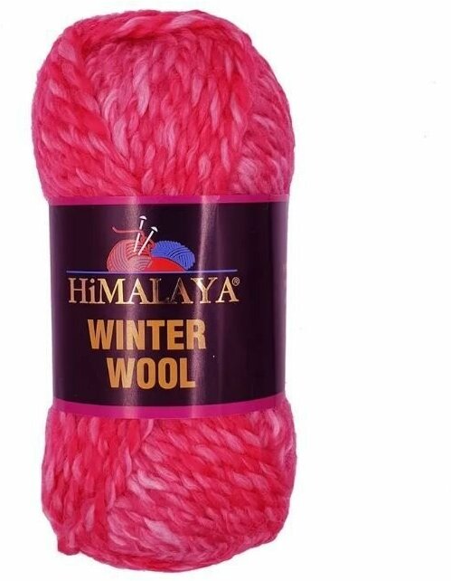 HIMALAYA Winter Wool, 100 грамм, 70 метров, 80% акрил, 20% шерсть 05 ярко-розовый