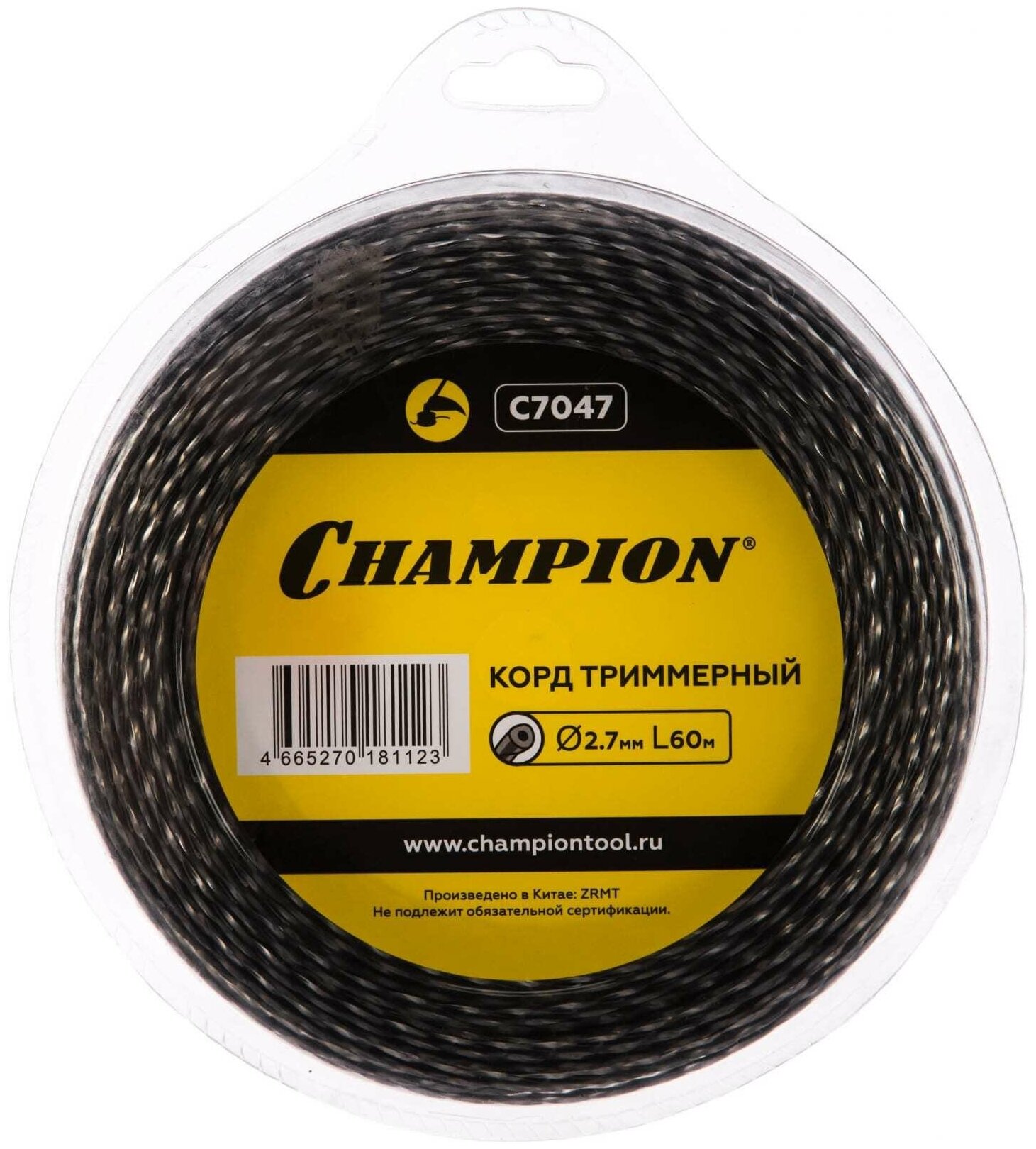 Леска CHAMPION Tri-twist 2.7мм*60м (витой треугольник)+нож