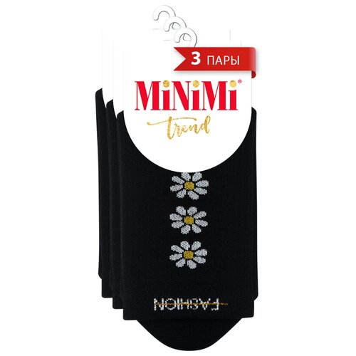 Носки женские MINIMI MINI TREND 4215 ромашки 2Bianco/Nero 35-38 (спайка 3 шт.)