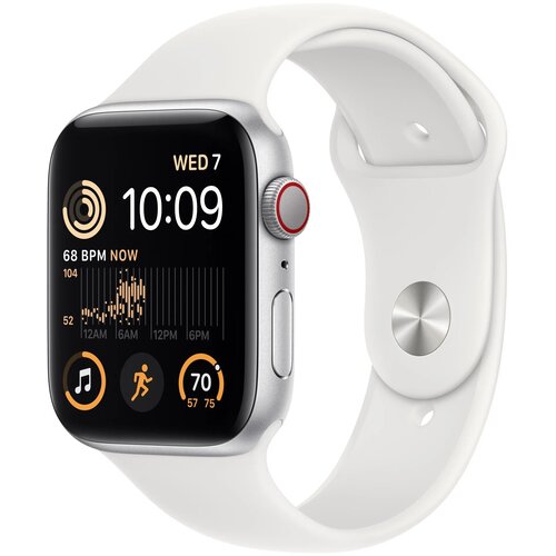 Apple Watch SE 2022 44mm Silver Aluminum Case with White Sport Band 3215000₽