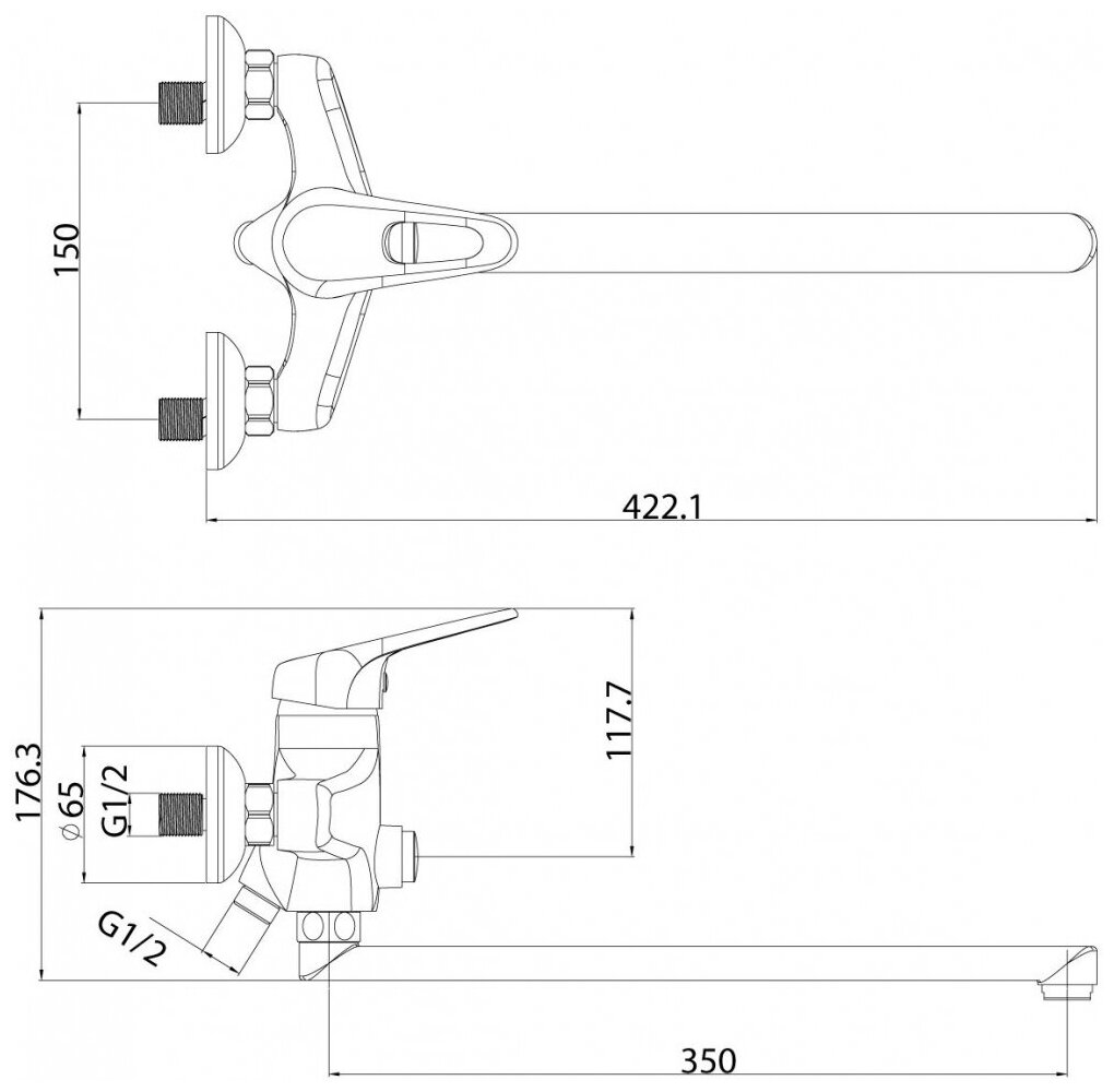 Смеситель для ванны Lemark Luna (LM4157C) - фотография № 2