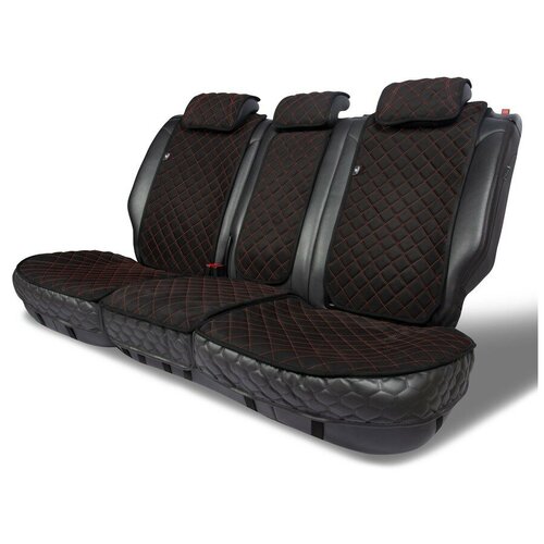 BARASHKOV/Комплект накидок из алькантары на заднее сидение автомобиля. Модель XL. Черный, белый