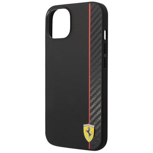 Чехол Ferrari PU Smooth/Carbon Vertical with metal logo Hard для iPhone 14 Plus, цвет Черный (FEHCP14MAXBK)