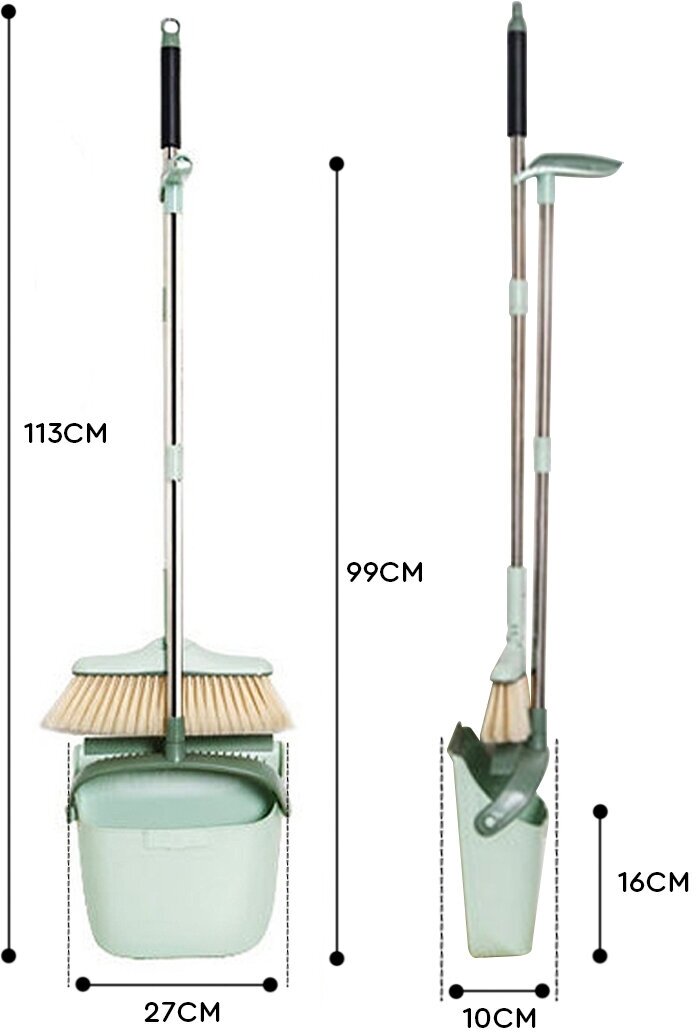Совок и щетка Hans&Helma набор для уборки пола с длинной ручкой веник метла метелка поворотное вращение на 180 компактное хранение складной, пластик