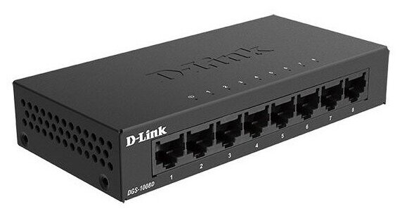 D-Link Сетевое оборудование DGS-1008D K2A Неуправляемый коммутатор с 8 портами 10 100 1000 Base-T и функцией энергосбережения