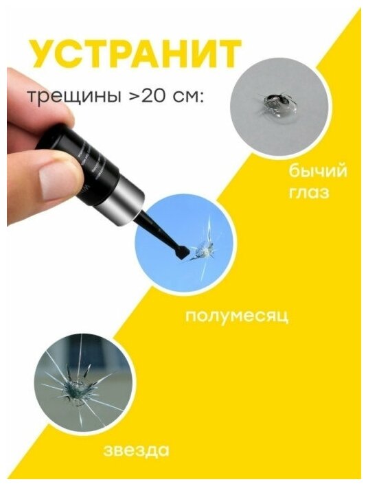 Ремкомплект лобового стекла автомобиля Набор для ремонта сколов и трещин авто стекла Полимер 3 мл 6 мл