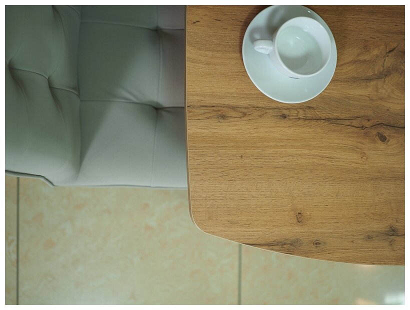 Стол кухонный Лион, дуб вотан на белых опорах, 120/152x70x75 см. - фотография № 12
