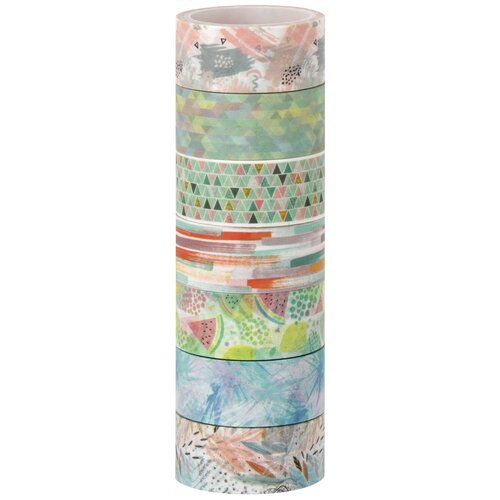 Клейкие WASHI-ленты для декора Микс №1 15 мм х 3 м 7 цветов рисовая бумага остров сокровищ, 4 шт