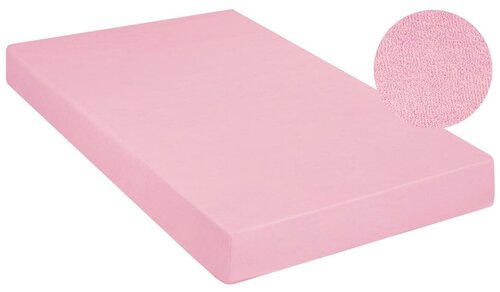 Простыня махровая на резинке Pink, без рисунка, розовый; размер: 180 х 200