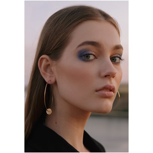 Серьги конго Nana Серьги-конго NANA ANTU, серебро, 925 проба, золочение, размер 60 мм, золотой