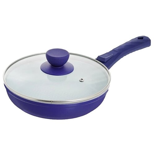фото Сковорода bohmann bh-7020/2wc, 20 см, с крышкой, съемная ручка, синий