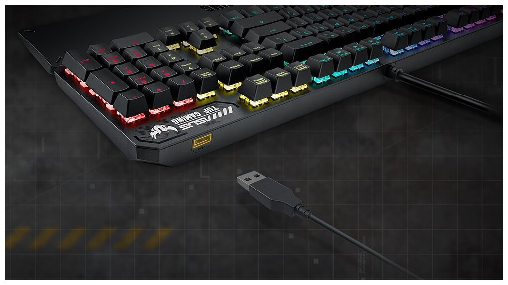 Клавиатура ASUS TUF Gaming K3, USB, c подставкой для запястий, черный [90mp01q0-bkra00] - фото №4