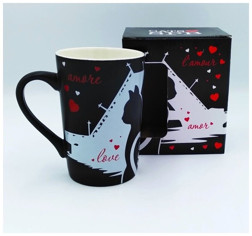 Сувенирная кружка подарочная коробка Cats love SPb черная 350мл фарфоровая керамическая чашка для чая и кофе подарочная сувенирная посуда