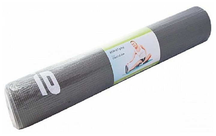 Коврик для йоги и фитнеса Atemi AYM01GY-1, ПВХ, 173х61х0,3 см, серый, для тренировок из плотного материала устойчивого к ультрафиолету