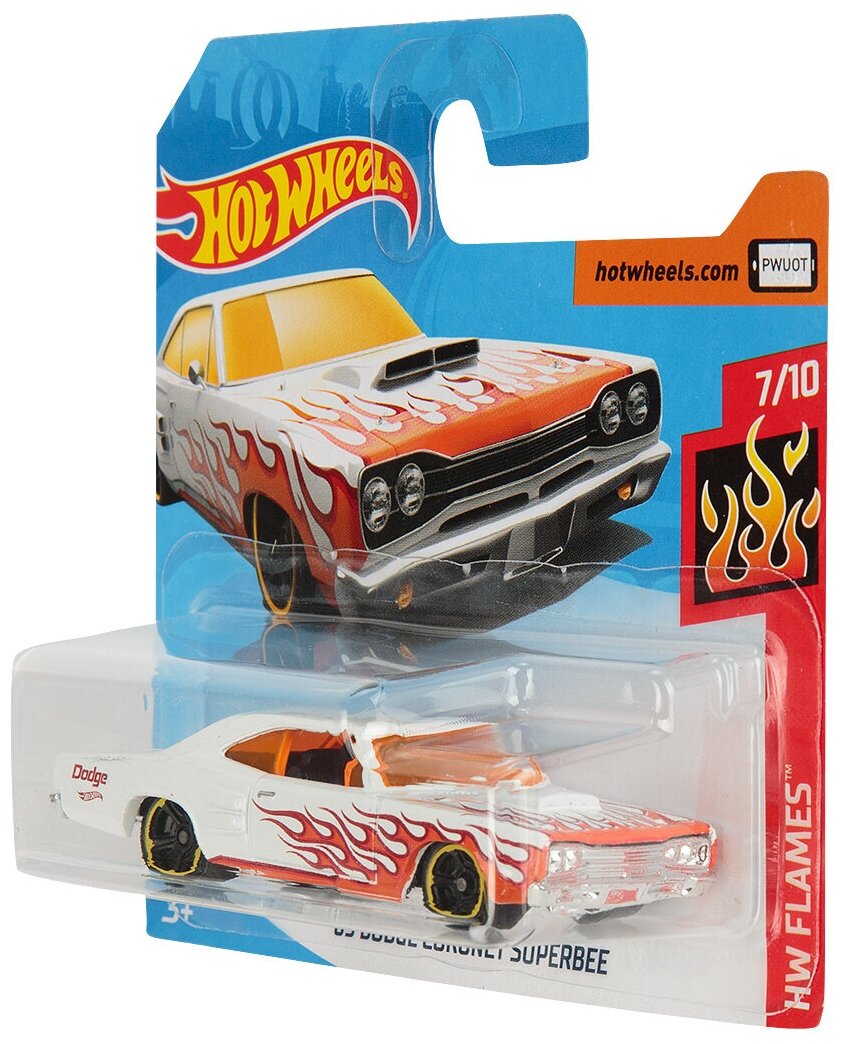 Подробные характеристики Легковой автомобиль Hot Wheels Flames 69 Dodge Cor...