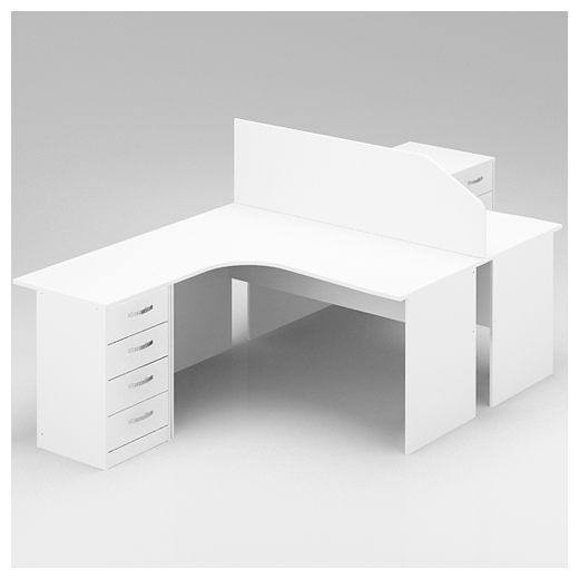 Комплект Меб-фф Угловой стол с тумбой и экраном КП-4 цвет Белый