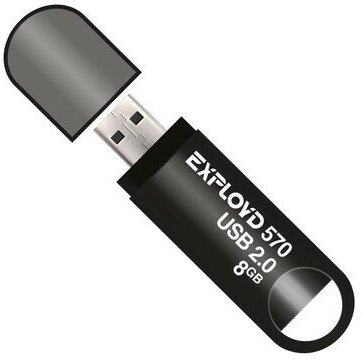 Exployd Флешка Exployd 570, 8 Гб, USB2.0, чт до 15 Мб/с, зап до 8 Мб/с, чёрная