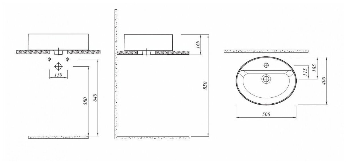 Раковина Kale SMARTEDGE (40х50см.), беая (7110210501) - фотография № 4