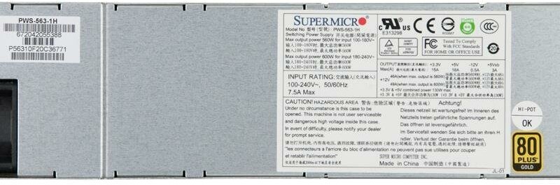 Блок питания Supermicro PWS-563-1H 560W