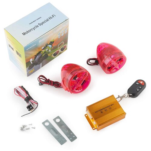 Аудиосистема 25 красные динамики подсветка сигнализация форматы MP3FMSDUSB ПДУ разъем ппду ЗК 104300₽