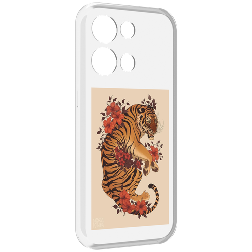 Чехол MyPads злой-тигр-с-цветами для OPPO Reno8 Pro задняя-панель-накладка-бампер чехол mypads тигр британец для oppo reno8 pro задняя панель накладка бампер