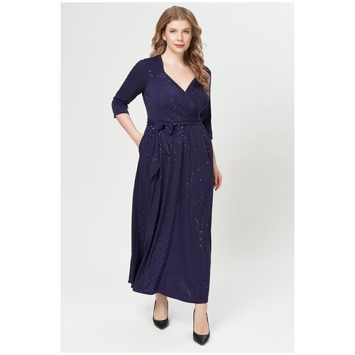 Платье с запахом Olsi, вечернее, полуприлегающее, макси, карманы, размер 64, фиолетовый