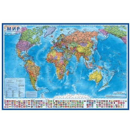 Карта мира политическая, 117 х 80 см, 1:28 млн, в тубусе