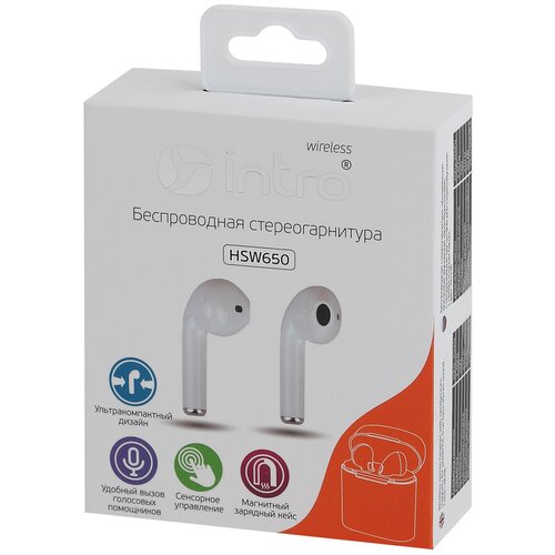 Стереогарнитура Bluetooth Intro HSW650 white