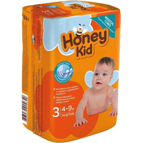 Подгузники Honey Kid Midi размер 3 4-9кг 14шт.