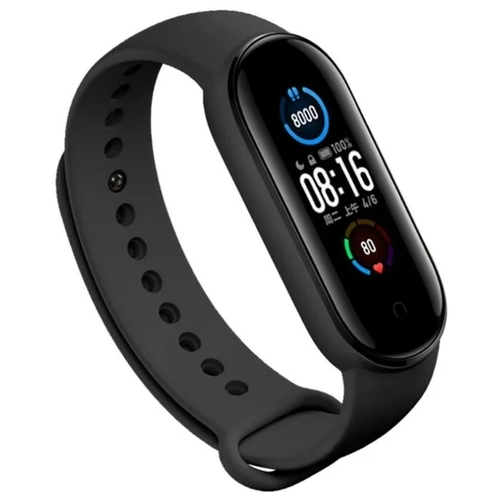 Gurdini Ремешок силиконовый для Xiaomi Mi Band 5/Mi Band 6, черный