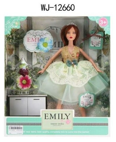 Кукла ABtoys Emily Мятная серия с букетом и аксессуарами 30см WJ-12660