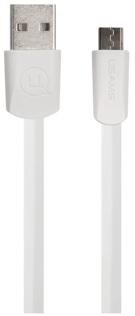 Дата-Кабель USAMS-U2 USB - micro USB, плоский, белый (SJ201MIC02) - фото №1