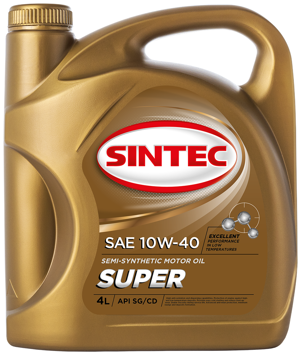 Масло SUPER SAE 10w40 API SG/CD п/с 4л SINTEC