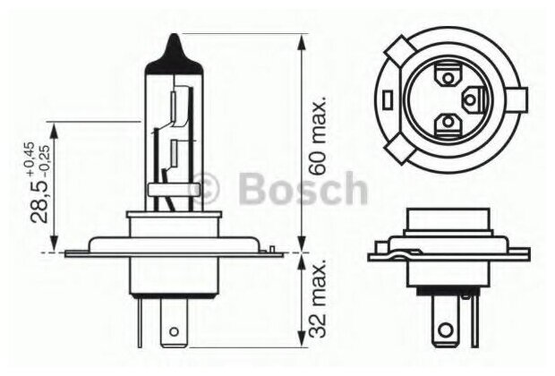 Лампа STANDARD H4 12V 60 55W Bosch 1 987 302 041