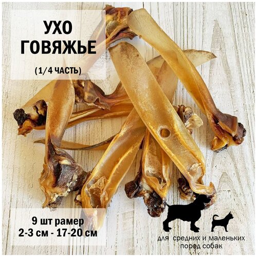 Ухо 1/4 говядина 9 шт Dogs Appetite / лакомство для собак / лакомства для чистки зубов / лакомства для здоровья / Ухо говяжье для собак