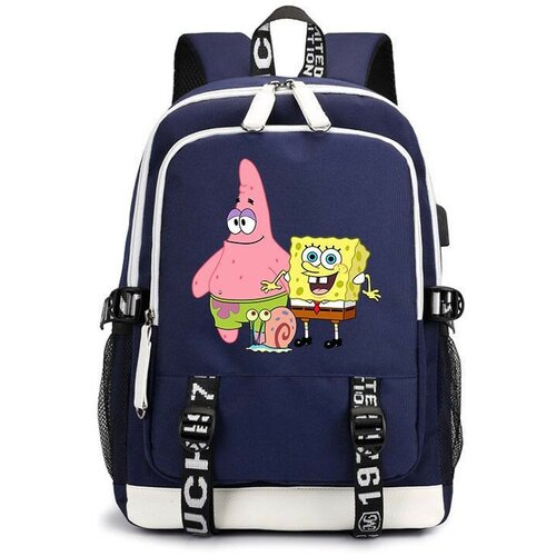 рюкзак губка боб патрик и гэри sponge bob черный 7 Рюкзак Губка Боб, Патрик и Гэри (Sponge Bob) синий с USB-портом №7