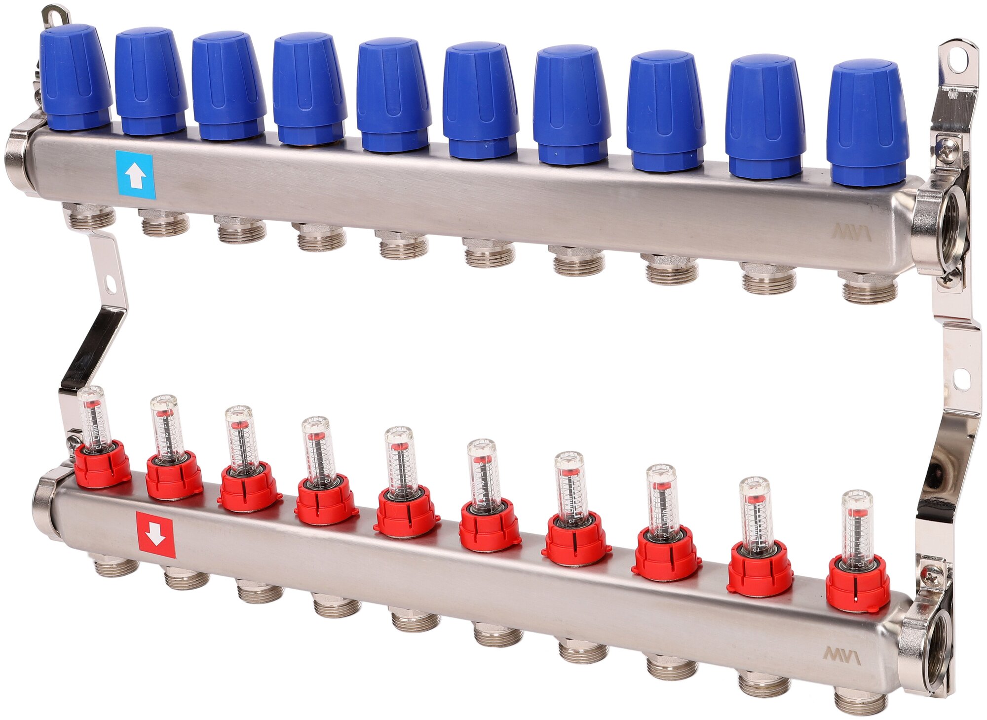 Коллекторная группа MVI (MS.510.06) 1" ВР, 10 отводов 3/4", расходомер 10