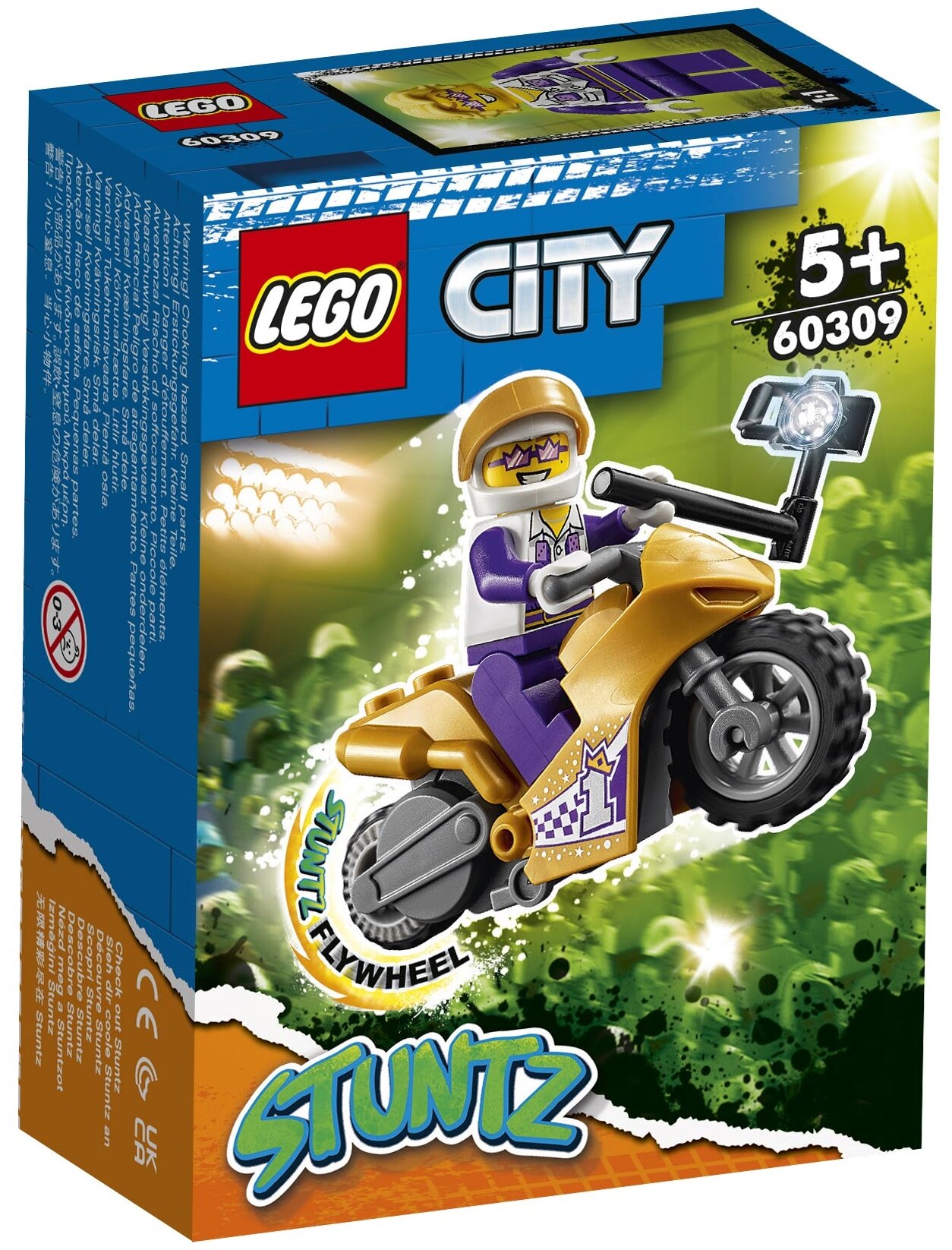 Конструктор LEGO LEGO City Stuntz 60309 Трюковый мотоцикл с экшн-камерой
