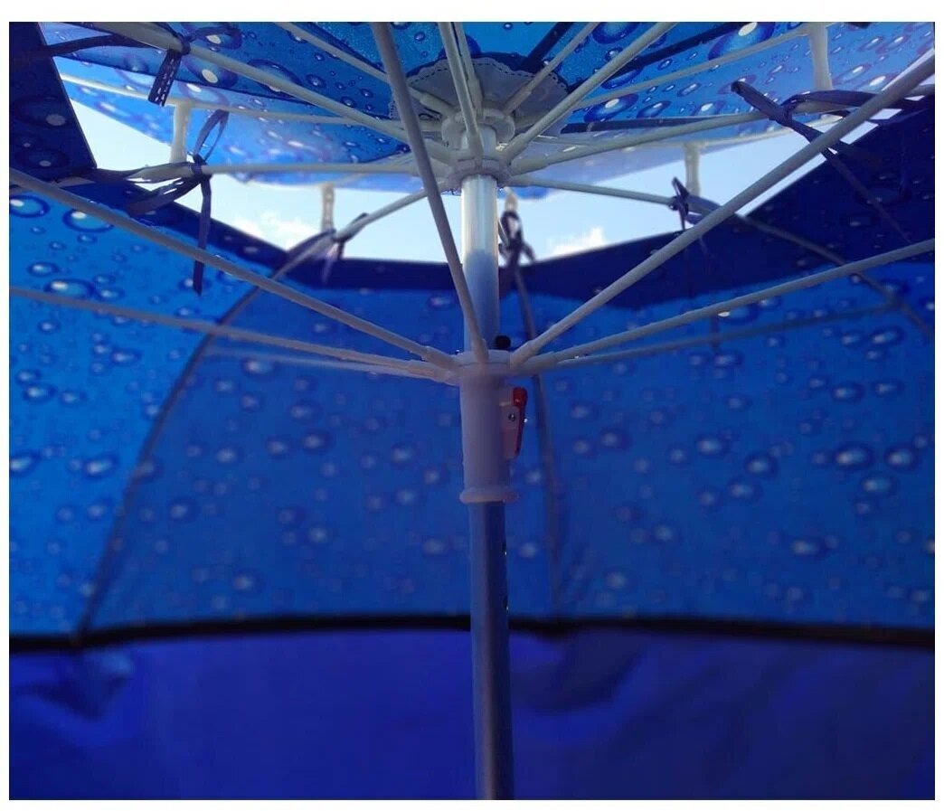 Палатка пляжная / Зонт пляжный со съемной шторкой - усиленная солнцезащита, вентиляция, наклон - диаметр 220см - алюминиевый каркас - фотография № 7