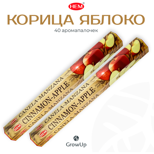 Палочки ароматические благовония HEM ХЕМ Корица Яблоко Cinnamon Apple, 2 упаковки, 40 шт