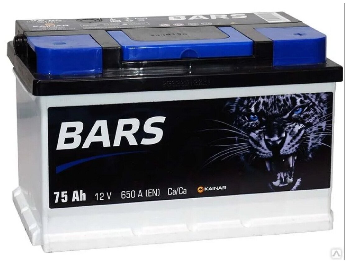 Аккумулятор BARS 75 A/h 650 А о.п. низкий (278х175х175)