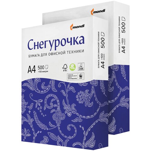 Бумага для офисной техники Снегурочка (А4, марка C, 80 г/кв.м, 500 листов) 5шт.