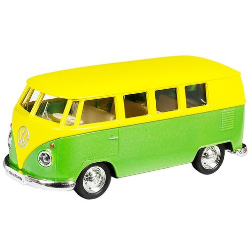 Микроавтобус RMZ City Volkswagen T1 Transporter (554025M) 1:32, 16.5 см, желтый/зеленый микроавтобус rmz city volkswagen t1 transporter 554025m 1 32 красный синий