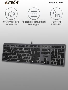 Клавиатура A4Tech Fstyler FX60 серый/белый (fx60 grey / white) - фото №3