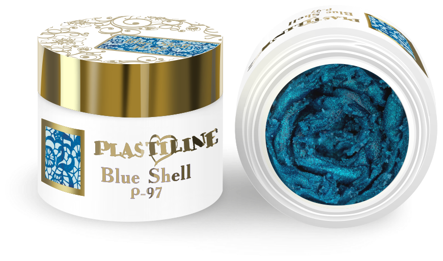 Гель-пластилин для лепки на ногтях, гель для дизайна, цвет синий перламутровый P-97 Blue Shell, 5 мл.