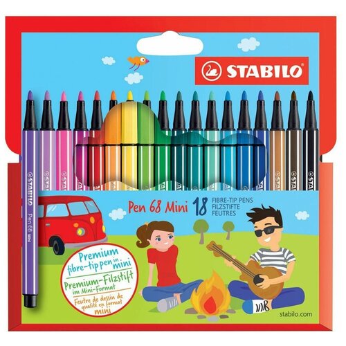 фото Фломастеры на водной основе stabilo pen 68 mini, 18 цветов