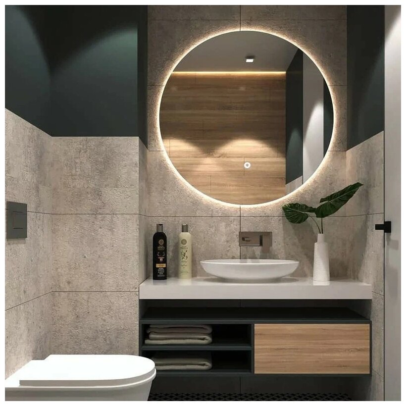 Зеркало круглое "парящее" Moon D60 для ванны с тёплой LED-подсветкой - фотография № 10